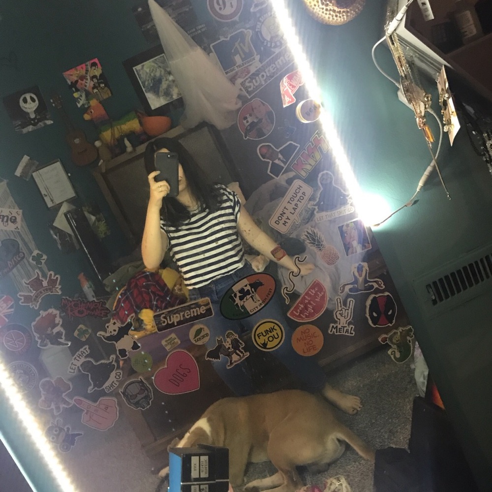 Blue and white cropped top